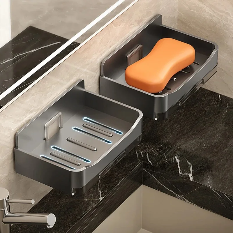 Double Layer Soap Holder Bathroom Soap Dish With Drain Water Self Adhesive Container Box Plastic Wall Dispenser Tray soap holder,shower soap tray,soap dish rack