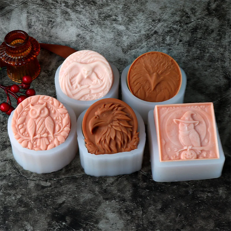 3D Owl Shaped Soap Silicone Mold Diy Cute Little Animal Owl Cake Mold Candle Making Supplies Handmade Soap Plaster Resin