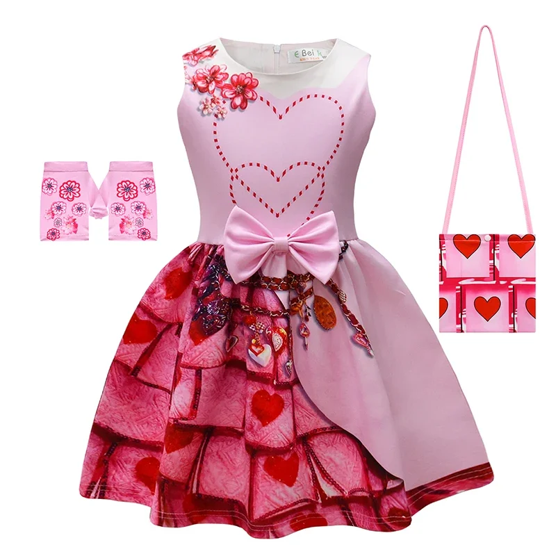thumbnail image 1 of Disfraz de cosplay rojo de Descendants 4, mono para niños, película The Rise of Red, vestido de princesa Chloe, vestido de fiesta de cumpleaños de Halloween para niñas, 1 of 5