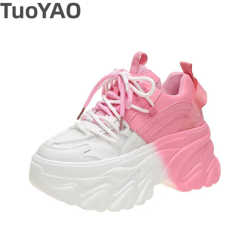 

Women 8CM Chunky Platform Sneakers 2023 Thick Bottom Summer Sports Casual Shoe Woman Spring Breathable Mesh Casual Walking Shoes