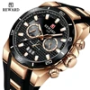 REWARD Chronograph Quartz Watch for Men Luxury Brand Big Dial Military Sport Wristwatch Waterproof Silicone Strap Male Clock 1