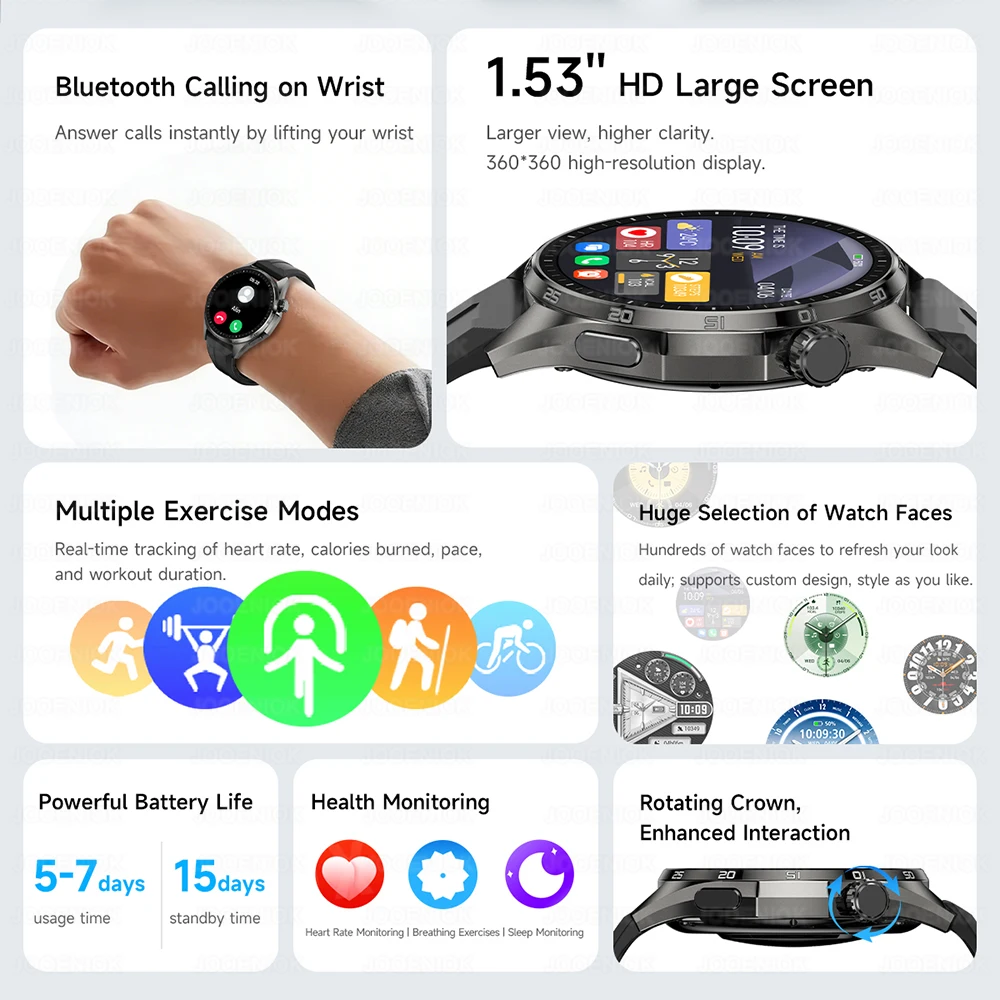 2026 New G.T. Series FPS Smartwatch Men 1.53-inch AMOLED NFC Bluetooth Call 3ATM Waterproof Heart Rate Smart Watch Android IOS