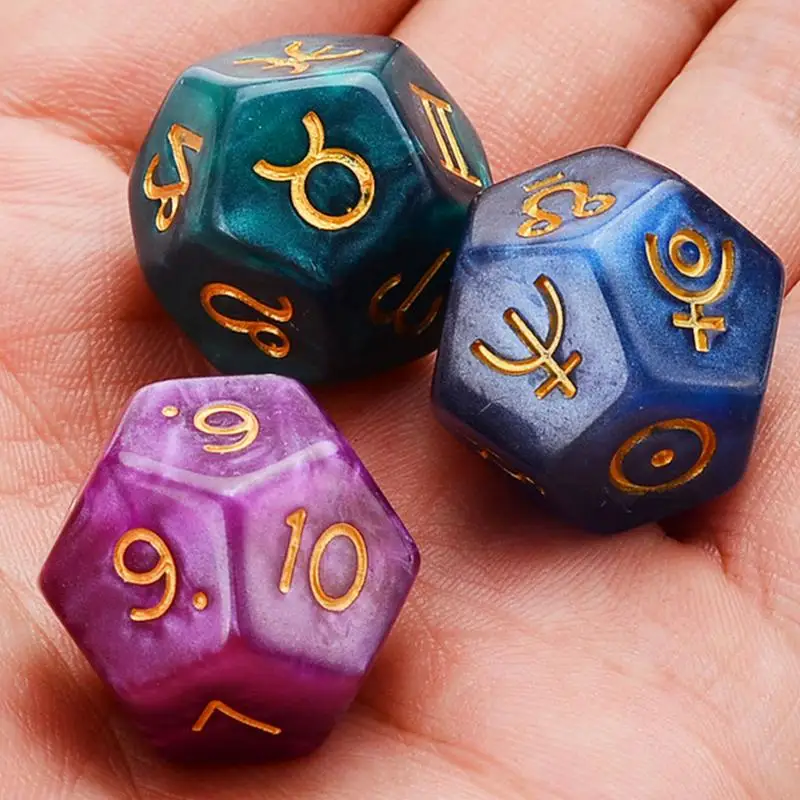 

Hot Sale 3pcs Multicolor 12 Sided Resin Dice Astrology Tarot Constellation Divination Drop Shipping