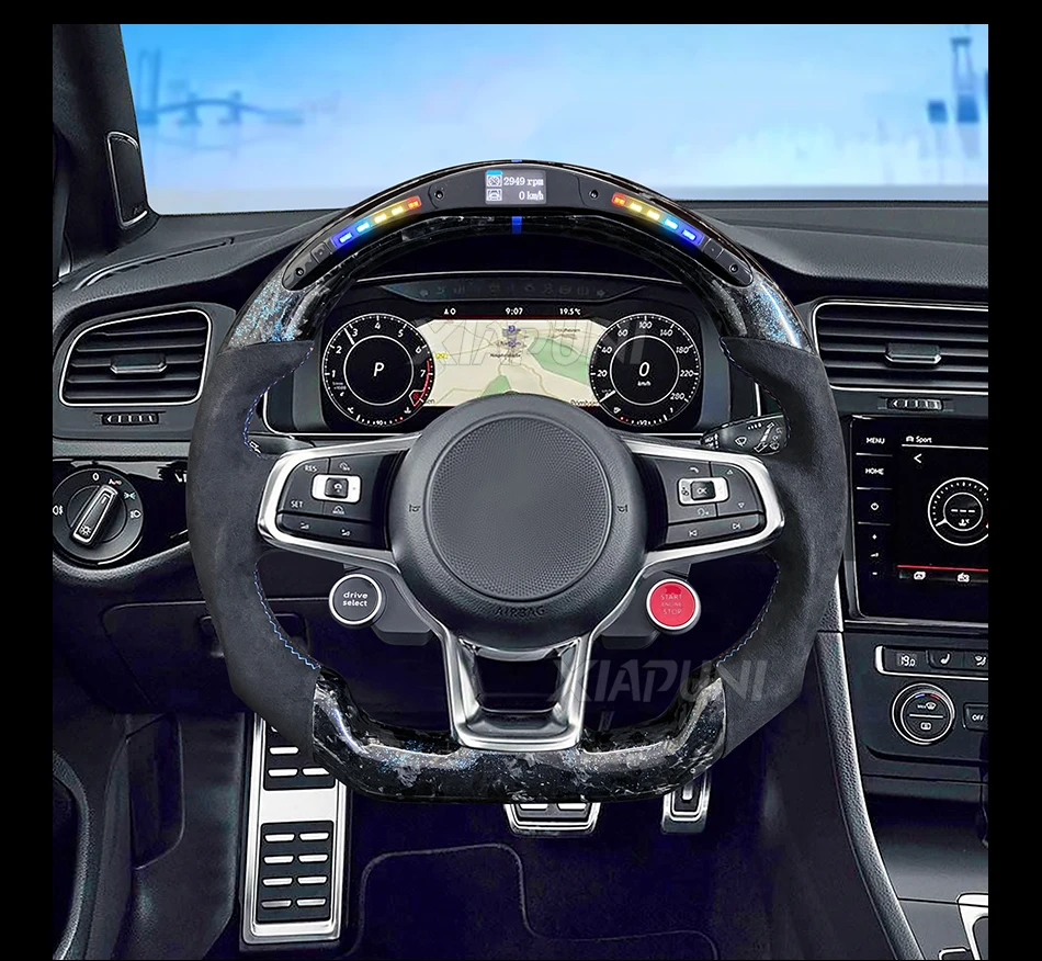 Fit For VW Golf 7 MK7 Mk7.5 GTI Scirocco Polo GTS R Line 2014-2017 LED RPM Racing Steering Wheel Forge carbon fiber Customized - - Racext 33