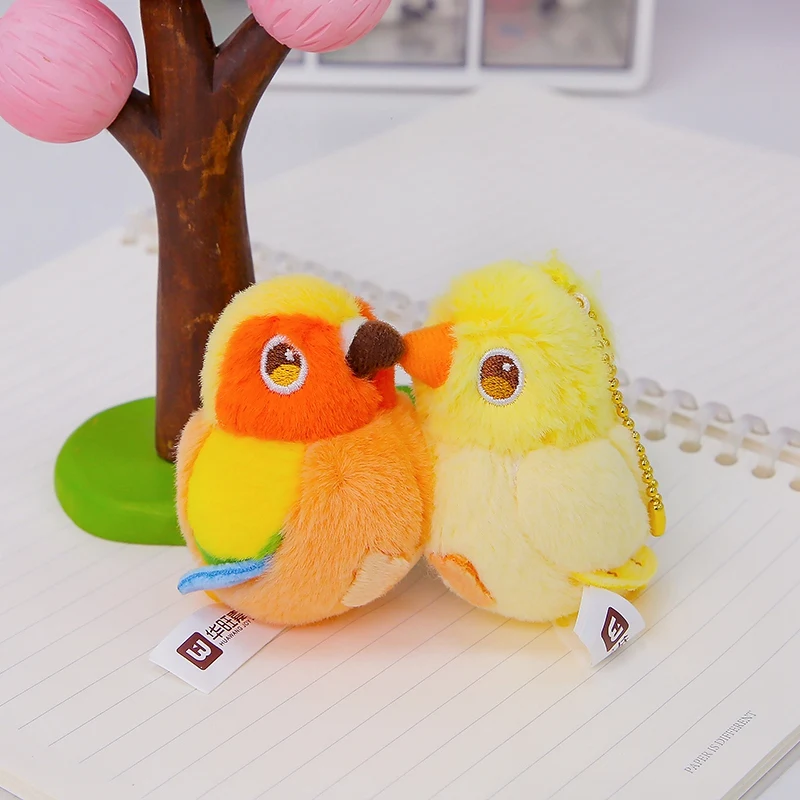 Kawaii Parrot Plush Stuffed Toys Love Bird Doll Couple Friend Pendant Keychain Birthday Gift For Kids Friends