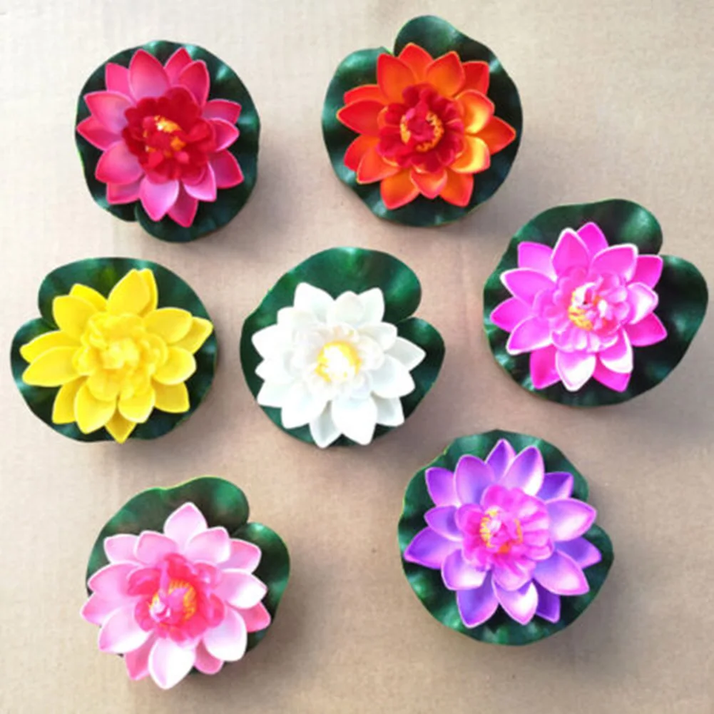 18cm EVA Fish Tank Artificial Water Lily Pond Decor Floating Foam Lotus Fake Flower Plants For Pond Fountain Garden Decor artificial plants fish tank ornaments fish tank decorations aquarium ornaments artificial aquarium plants