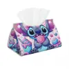 Custom Cartoon Pink Stitch Tissue Box Cover PU Leather Rectangular Anime Cartoon Facial Tissues Holder for Home 1
