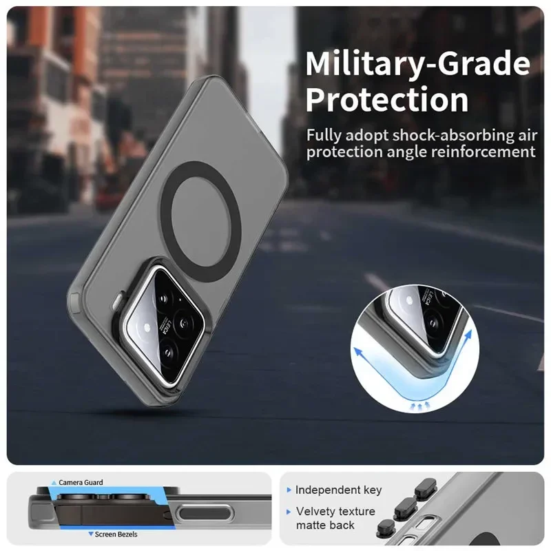 Matte Translucent Magnetic Shockproof Case with Magsafe Wireless Charging Compatibility