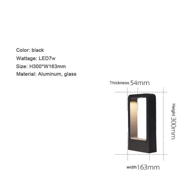 Landschaft Weg Lichter führte 7w schwarz im Freien ip54 wasserdichte Rasen pfosten Lichter Leuchte für Rasen Terrasse Innenhof Auffahrt Dekoration