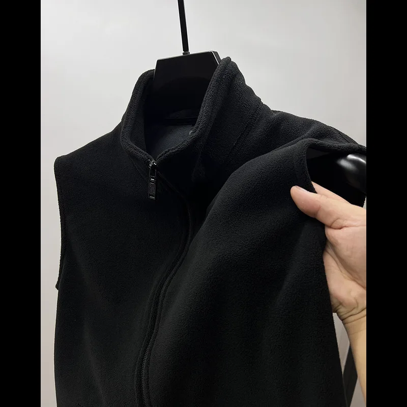 Men's Double-Sided Fce Vest Warmth Outerwear Large Size Fce Lined Zipper Closure Stand Fit Casual Winter Jaet