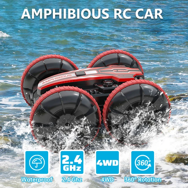 Remote Control Car 2.4G Rc Boat Waterproof Controlled Amphibious Stunt Car 4WD All Terrain Beach Pool Toys for Boys Girls Gift 2