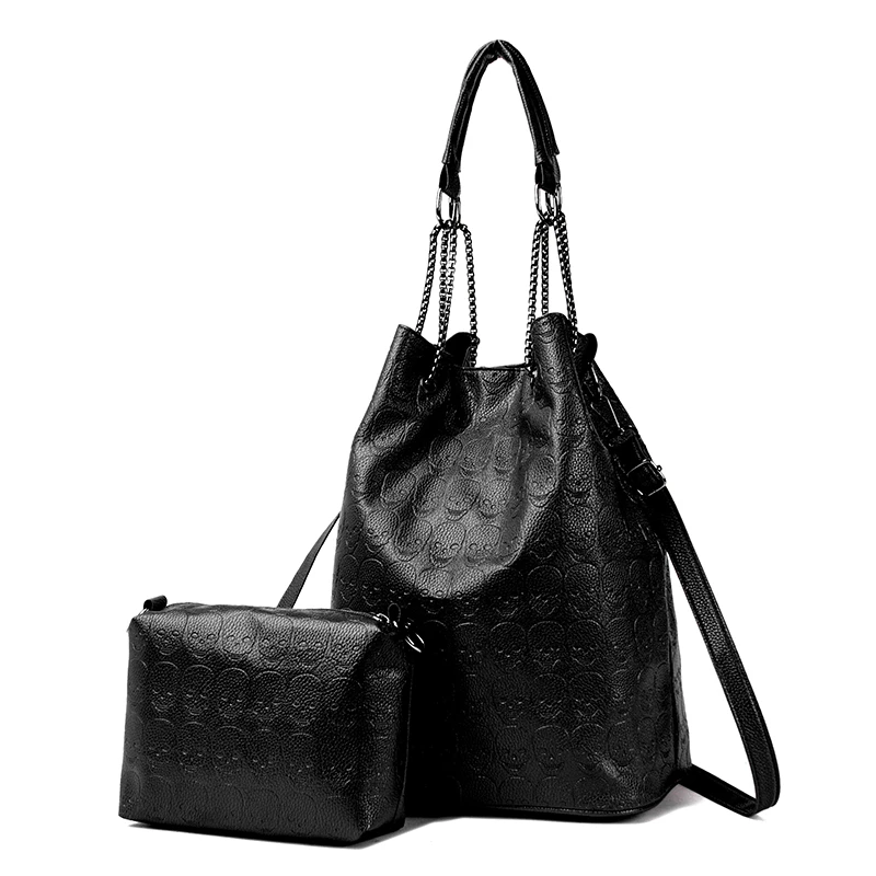 

Large Capacity Handbag Women's Skull Pattern Leather Shoulder Bag Luxury Designer Brand Crossbody Bag Casual Tote Bag Clutch Bag