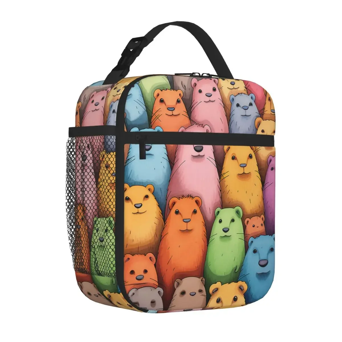 

Rainbow Capybaras Insulated Lunch Bags Thermal Bag Lunch Boxes Cooler Thermal Lunch Box Picnic Food Tote Bags for Woman Kids