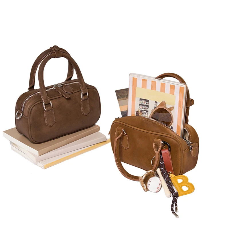 Miu Series American Style Baseball Keychain PU Leather Letter B Backpack Pendant