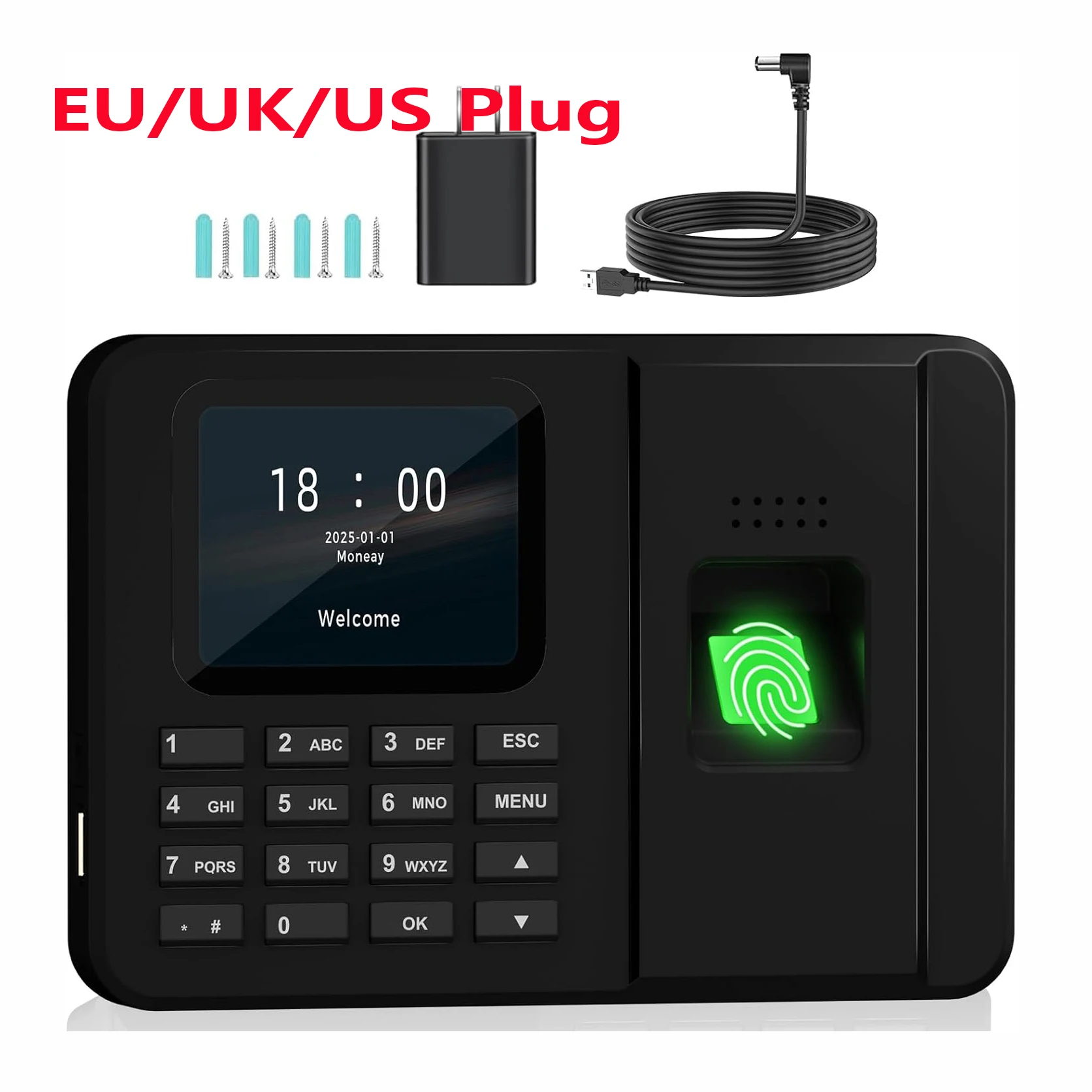 מערכת מכונת נוכחות טביעת אצבע ביומטרית מקלדת עובד שעון חשמלי לעסקים קטנים ומשרדים