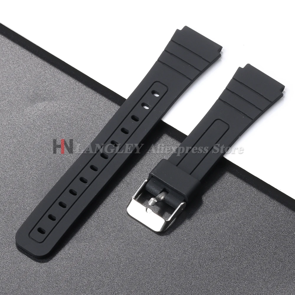 Premium Black 18mm Silicone Rubber Watch Strap - Soft and Durable Men's Bracelet