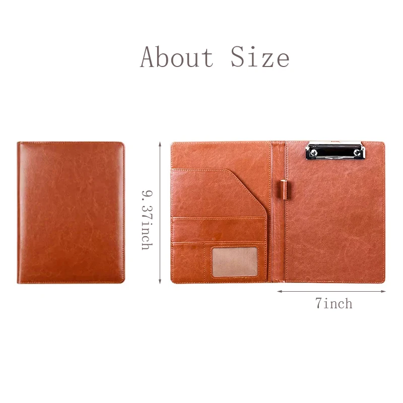 Brown A5 Document Bag File Folder Clipboard PU Leather Document Folder Business Office Financial School Supplies