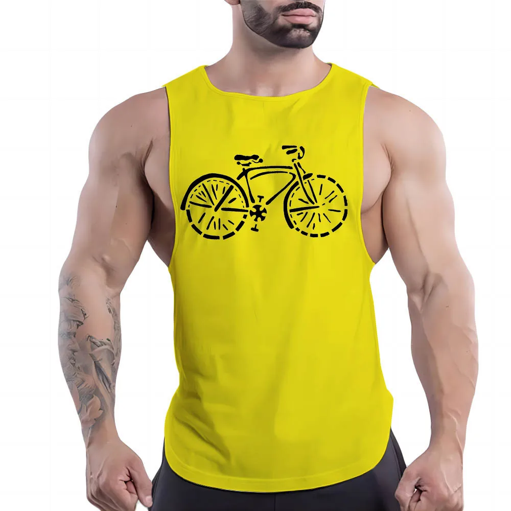 

Summer Men'S Street Sports Style Basketball Sleeveless Vest T-Shirt Style Shirt Bicycle Printed Round Neck Simple And Breathable
