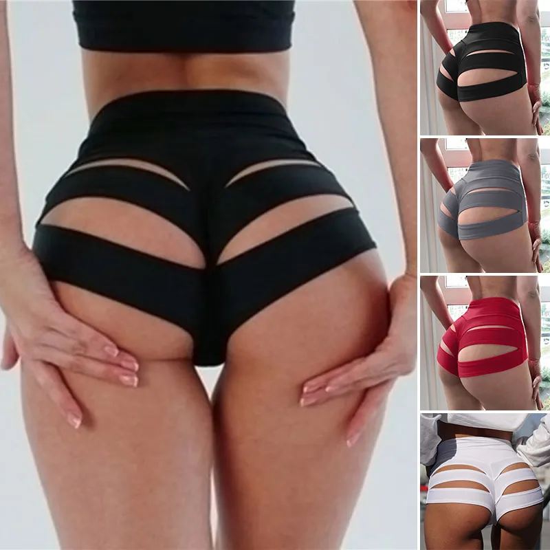 Women Sexy Lingerie Hollow Out Butt Shorts Erotic Boxer High Waist Slim Workout Fitness Short Female Casual Exotic Shorts New new tracksuit women casual ribbed sporty solid matching set short sleeve bandage hollow out biker shorts stretchy slim fitness