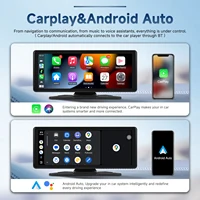 Podofo Moniteur de voiture portable 8,1 pouces, lecteur intelligent, CarPlay sans fil, Android Auto, AirPlay, WiFi, caméra frontale DVR 2K, prise en charge Mirror Link, caméra de recul, vision nocturne, enregistrement en boucle, écran de marche arrière automatique, système de navigation pour voiture 4