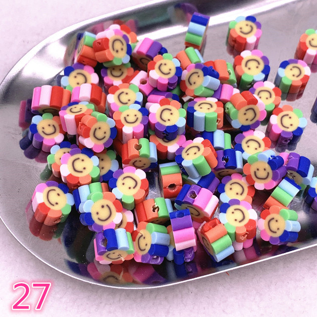 10mm Color Fruit Beads Polymer Clay Beads Polymer Clay Spacer Loose Beads for Jewelry Making DIY Bracelet Accessories