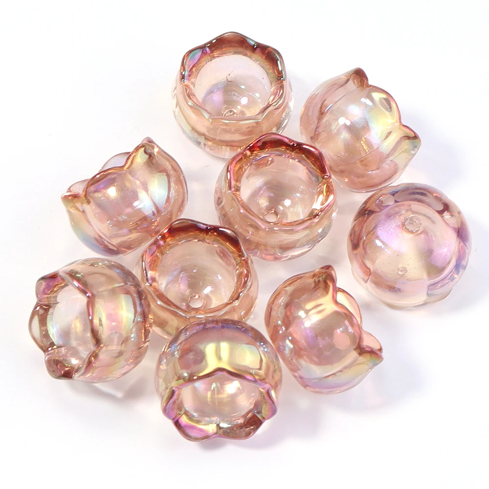 Elegant Lily of the Valley Transparent Acrylic Flower Beads - Set of 10