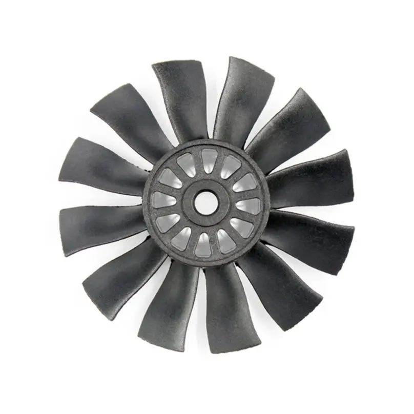 Lot complet d'hélices RC de différentes tailles, de 30mm à 70mm, avec 5 à 12 pales, disposées en éventail.