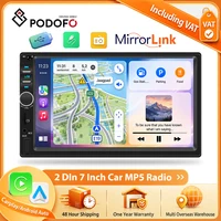 Podofo 7'' Carplay Android Auto Radio pour lecteur multimédia universel MP5 BT FM 2din Autoradio Head Unit SWC Systèmes intelligents de voiture Stéréo multimédia Mirrorlink Écran tactile HD Moniteur Radio MP5 pour voiture 1