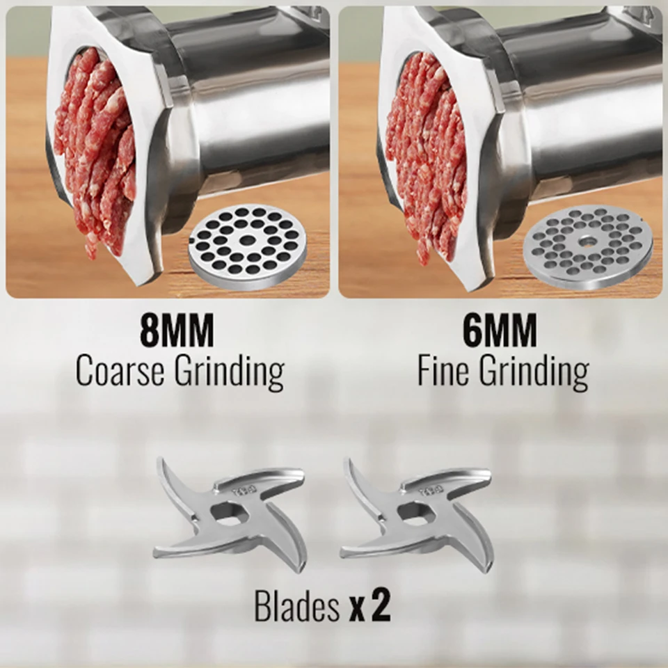 TC8-2 Electric Meat Grinder 70kg/h 650W Meat Mincer Stainless Steel Commercial Meat Grinder with Grinding Plates,Blades 6