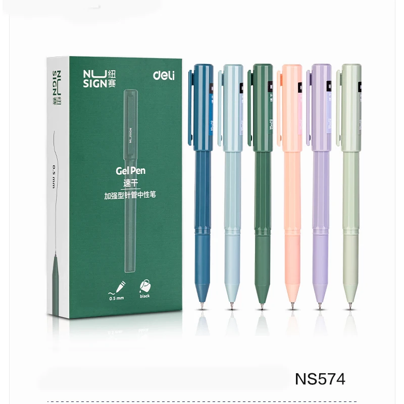 6Pcs DELI  NS574 0.5mm Black Ink  6 Colors Gel Pens School Student Supplies Stationery deli 1 set index tabs 5 colors memo label stationery pad office school supplies stationery 9060