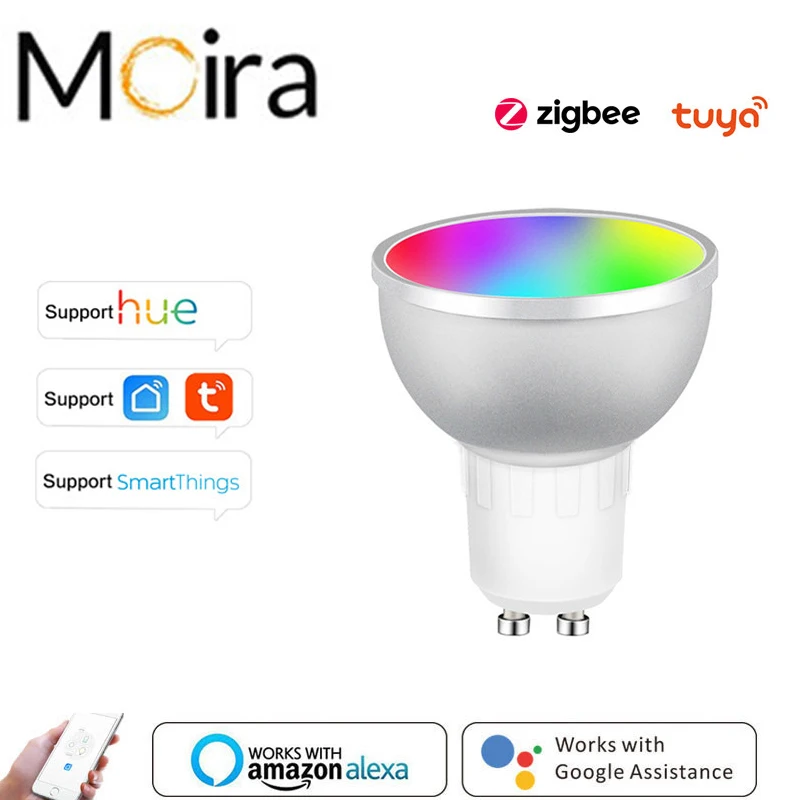 Zigbee Smart Home Led Lampadina Spot Night Light Lamp 5W Gu10 Rgbcw Tuya Smartthings Funziona Alexa Google Home Philips Hue-Compatibile