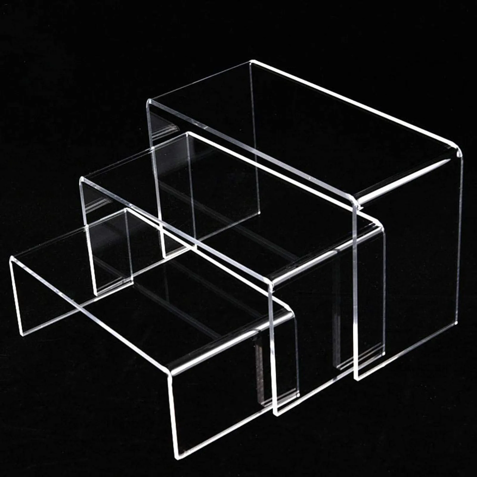 U-shaped Acrylic Display Risers Steps Acrylic Display Stand Anti-Corrosion Clear Showcase Shelf for Figure Collection