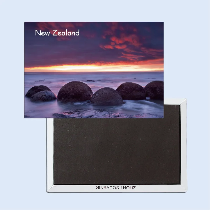 10K Landmarks Magnets  Moeraki Beach At Sunrise, South Island, New Zealand Travel Magnets 20528 Rectangle 78*54*3Mm