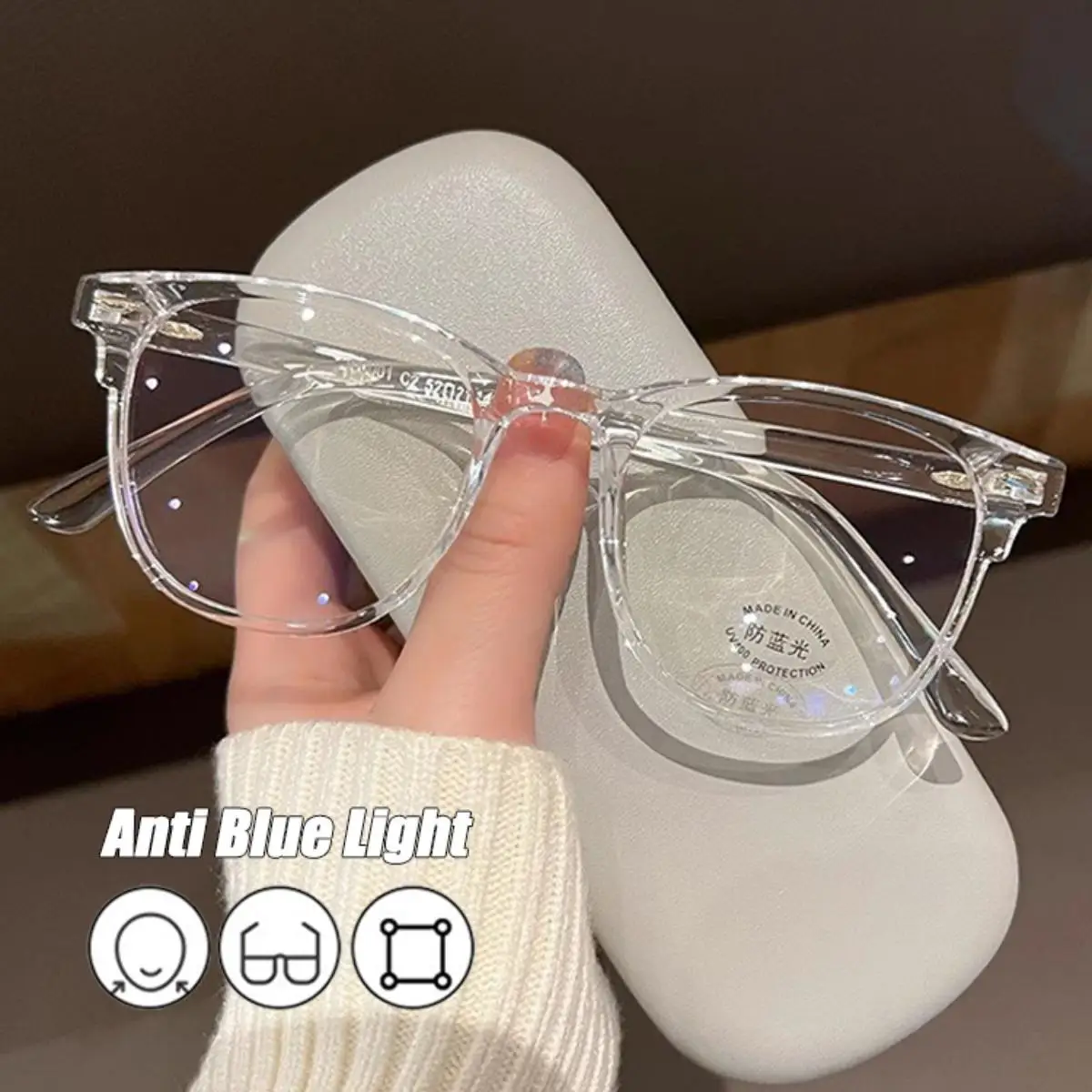 نظارات شفافة Y2K مضادة للضوء الأزرق إطارات مربعة كبيرة نظارات عادية موضة كورية بسيطة أنيقة نظارات النساء والرجال