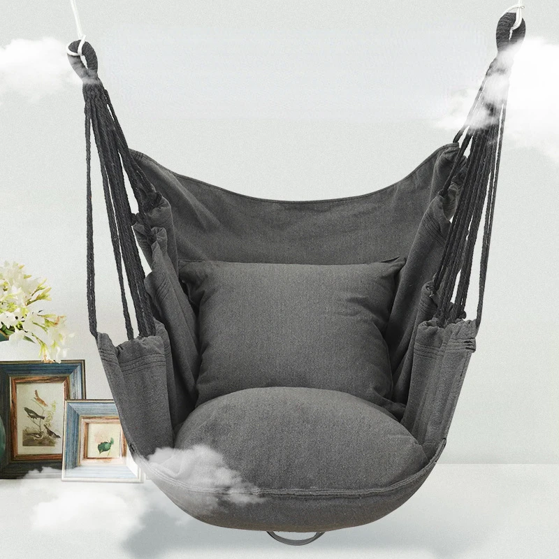 Hanging Swing Canvas Hanging Chair College Student Dormitory Hammock with Pillow Indoor Camping Swing Adult Leisure Chair 2