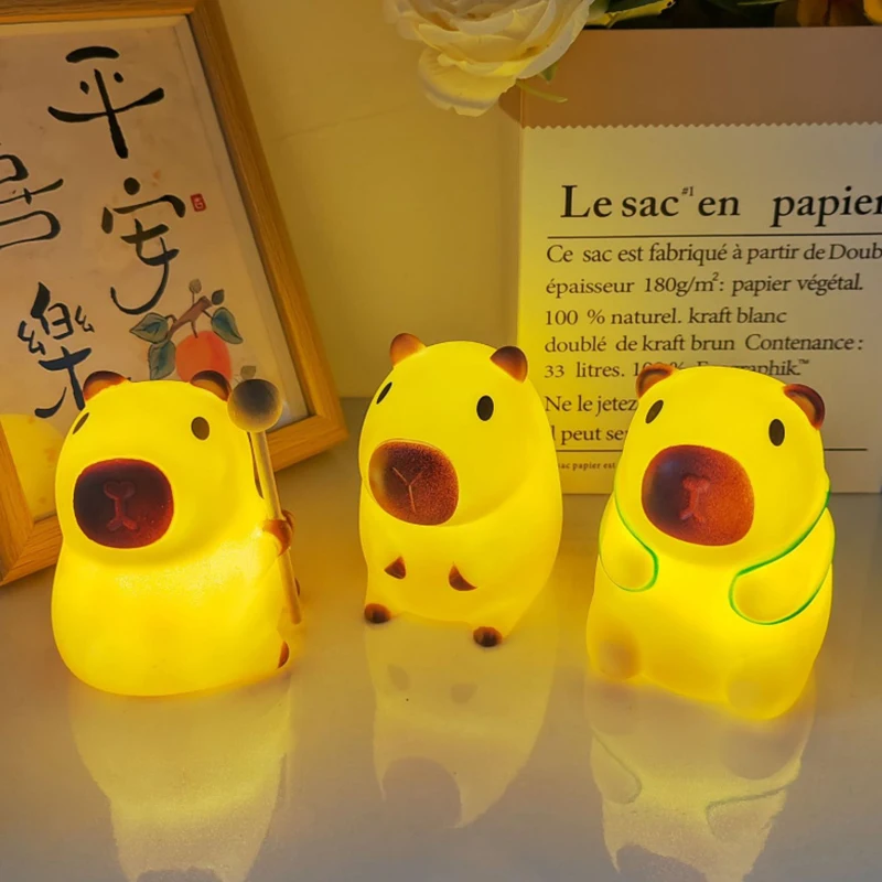 Cute Capybara Night Light Children's Silicone Nightlight Gift USB Rechargeable Animal Touch Bedside Sleep Lamp Decoration led night light night light led night lamp