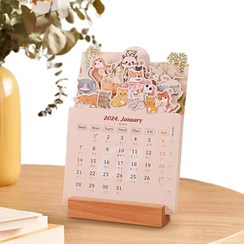 

Funny Animal Desk Calendar Monthly 2024 Animal Removable Stand Up Calendar Cartoon Table Calendar With 12 Month For Planning