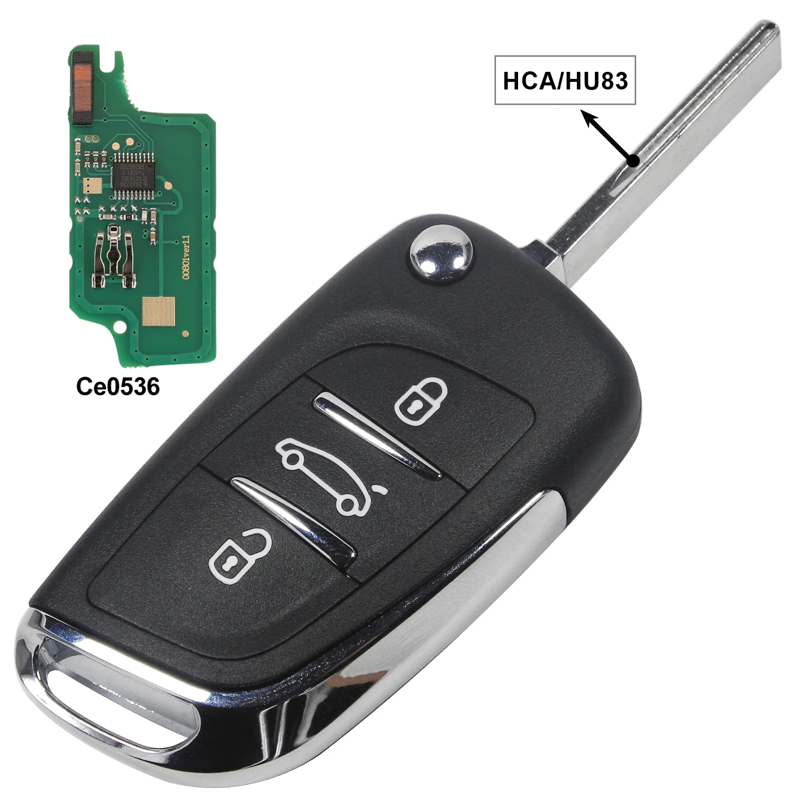 thumbnail image 1 of Jingyuqin 433Mhz ASK/FSK Flip Control remoto llave ID46 para Peugeot 207 Partner Citroen C2 C3 C4 C5 Berlingo Picasso CE0523 CE0536 fob, 1 of 5