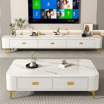 Luxury modern simple floor TV cabinet combination tv furniture corner tvstand Rock slab TVcabinet living room home coffee table
