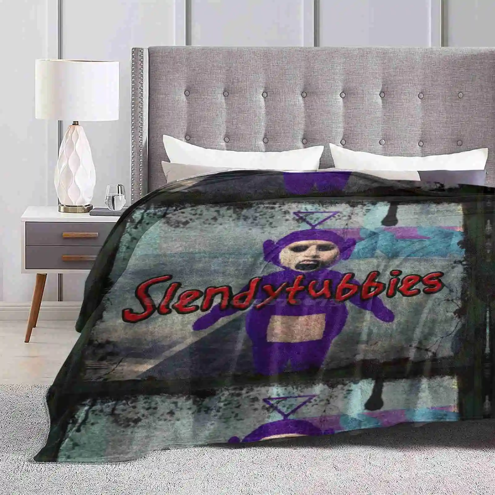 Slendytububbies-Design 1 Coperta Morbida E Calda Da Viaggio Coperta Portatile Tellytubies Slendytubies Slenderman Horror Game Tinky Winky