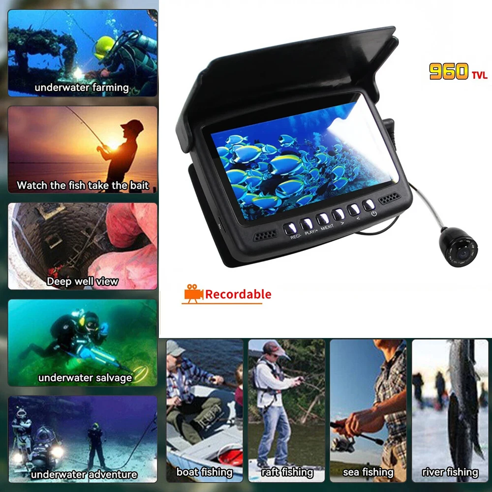 

Набор для поиска рыбы с записью, 4,3 дюймовый IPS ЖК-монитор, подводная рыболовная камера для зимней/лодки, HD рыболовное устройство 15/30 м, вилка стандарта ЕС/США