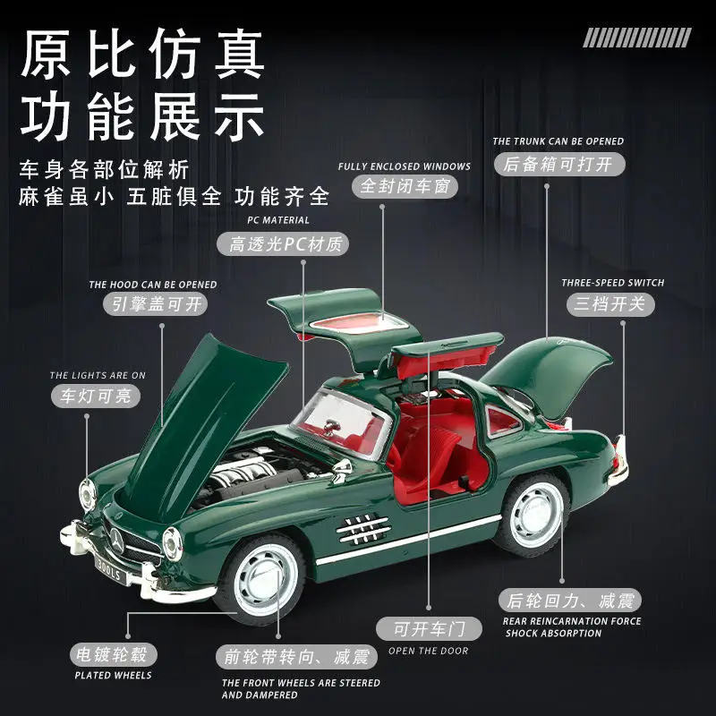 1:24 Benzs 300SL Modello di auto in lega Fonde sotto pressione Giocattolo in metallo Veicoli classici Modello di auto Simulazione Suono Luce Collezione Regali per bambini 26 1:24 Benzs 300SL Modello di auto in lega Fonde sotto pressione Giocattolo in metallo Veicoli classici Modello di auto Simulazione Suono Luce Collezione Regali per bambini 26