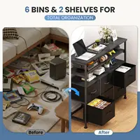 JHK TV Stand Dresser For Living Room With 6 Fabric Drawers Storage Up to 45 inch TV Wood Top TV Media Console Table Cabinet 4