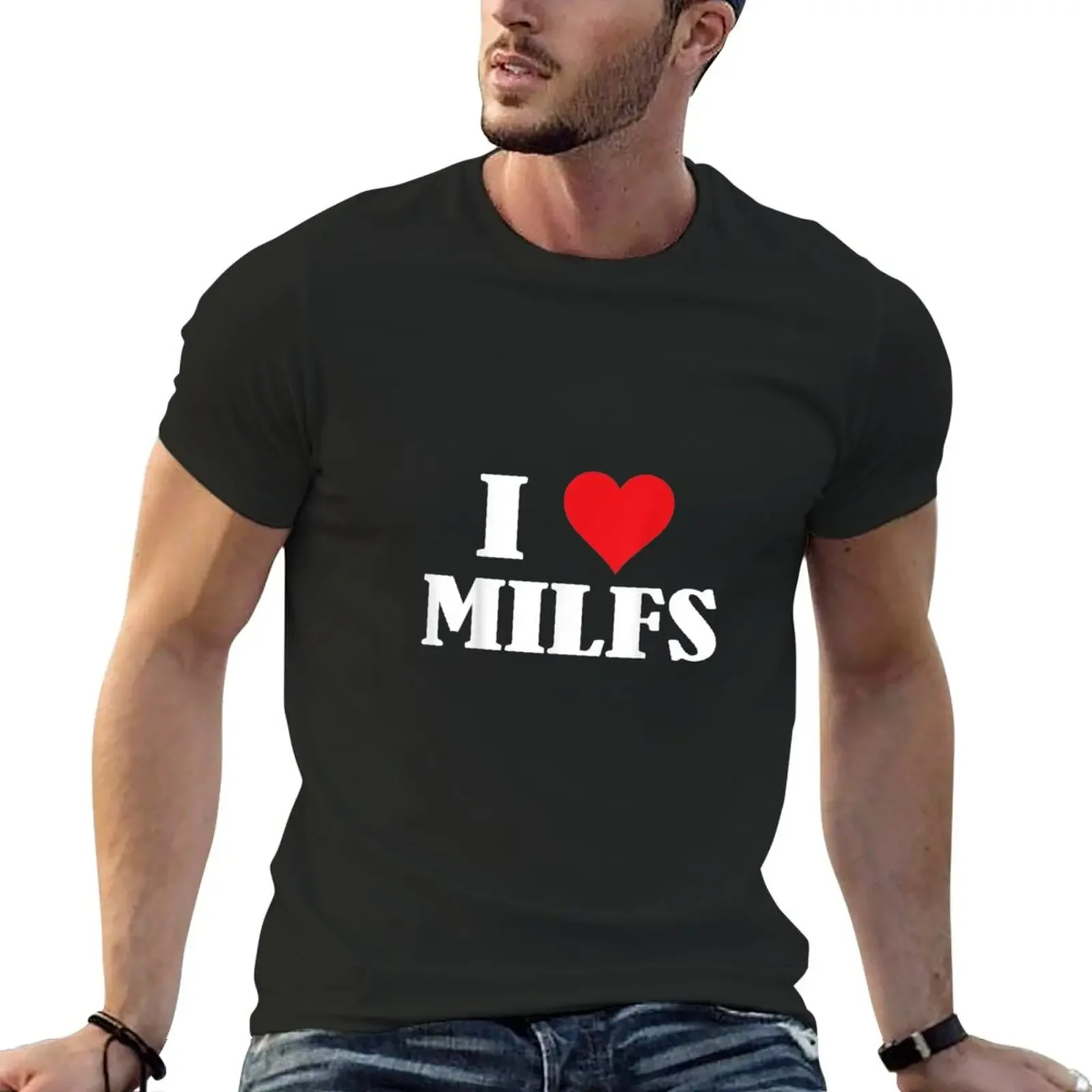 

I Love MILFs I heart MILFS Funny Mothers Day T-Shirt tees blanks customs design your own mens white t shirts