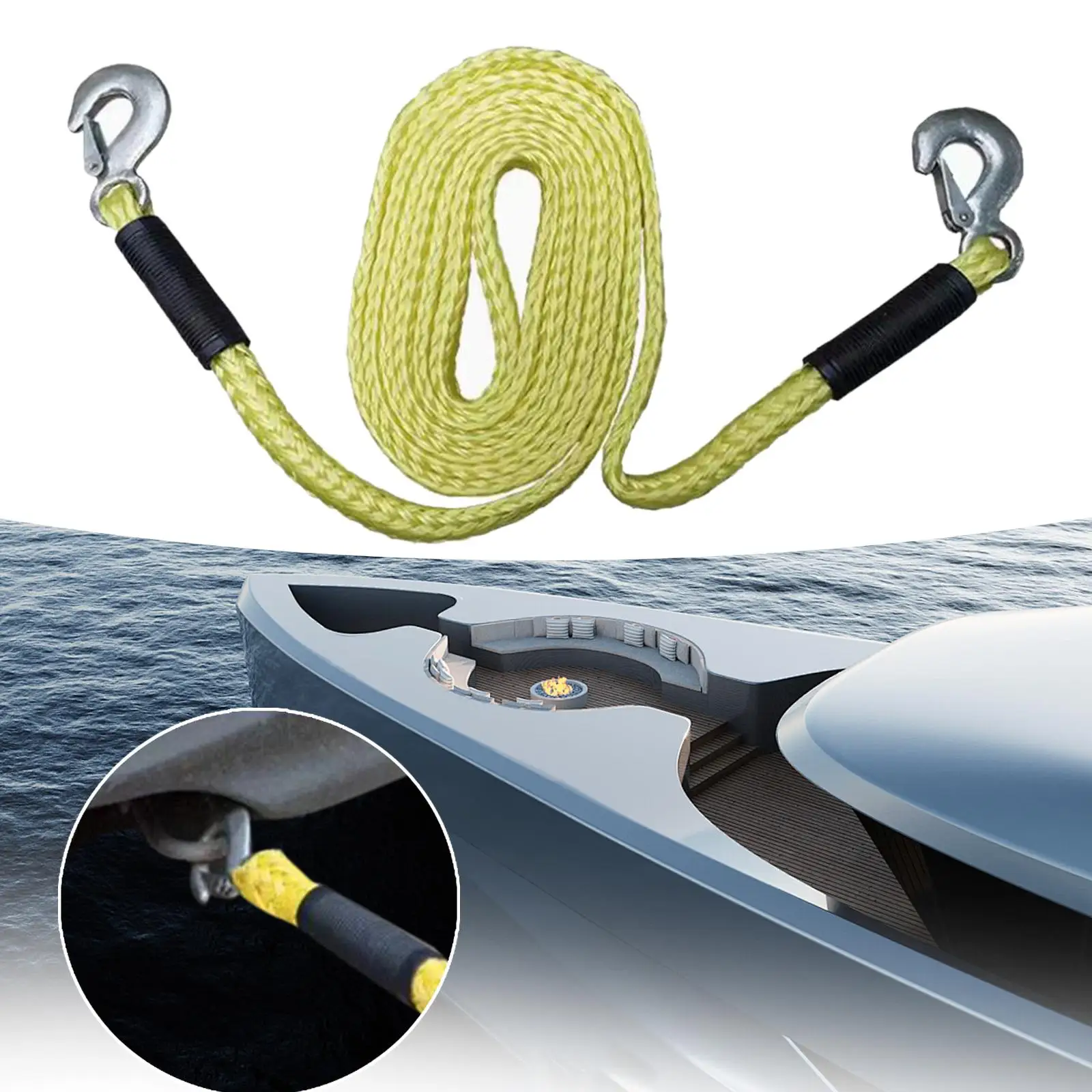 Tow Strap with Hooks Anti Slip Tow Rope for Stump Removal Emergency Vehicles