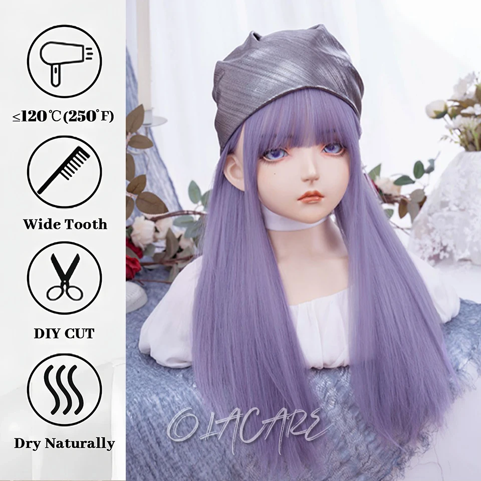 Purple Synthetic Wig for Women Long Straight Cosplay Party Hair