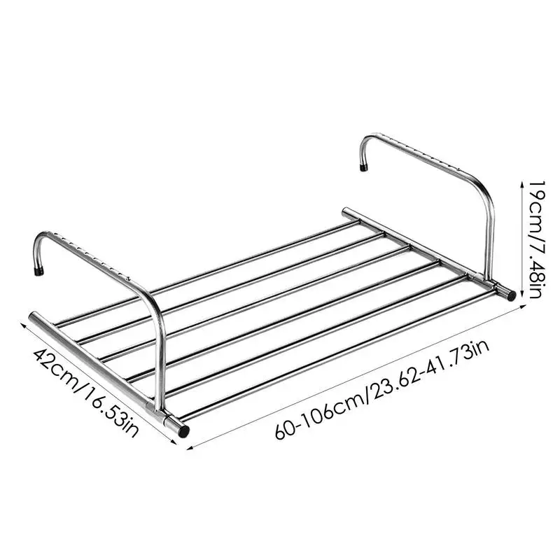 14cm Stainless steel folding drying rack balcony indoor window shoe rack balcony telescopic hanging clothes walls Balcony