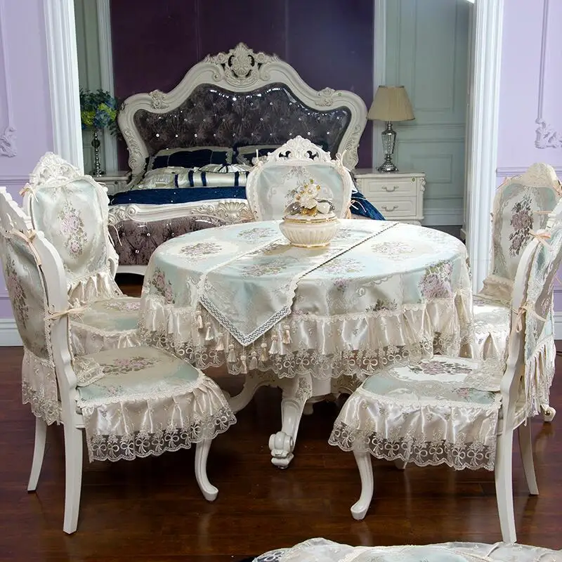 

Set of high-end luxury and anti slip household four season fabric cushion, stool cover, round tablecloth