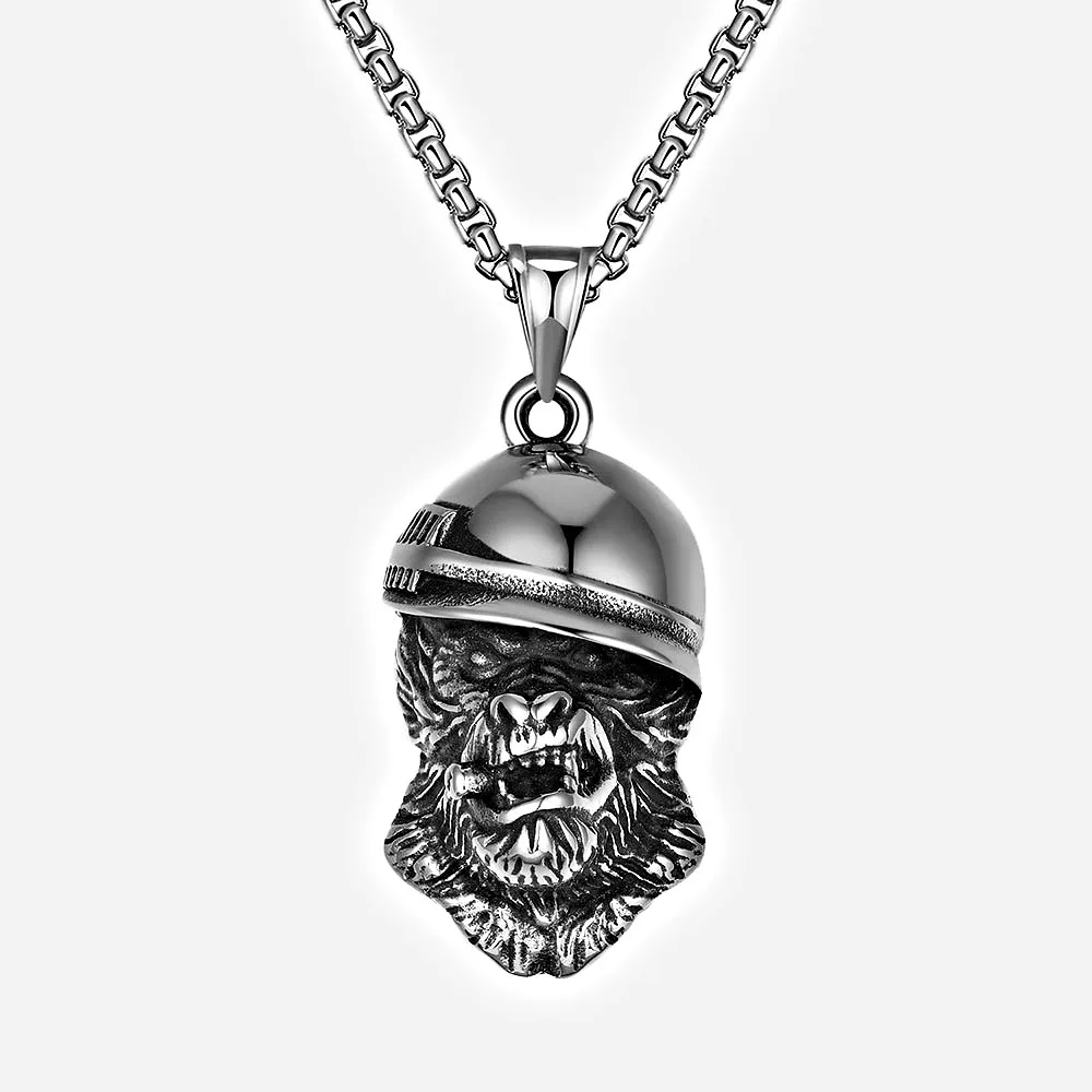 

Punk Hip Hop Black King Kong Orangutan Cast Titanium Steel Men Necklace