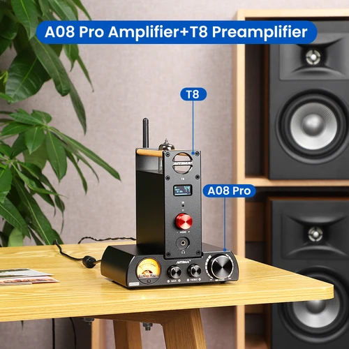 AIYIMA 블루투스 5.0 파워 앰프, 스테레오 오디오 앰프 스피커, 홈 앰프, 300W x 2 VU 계량기 증폭, A08 Pro TPA3255 6